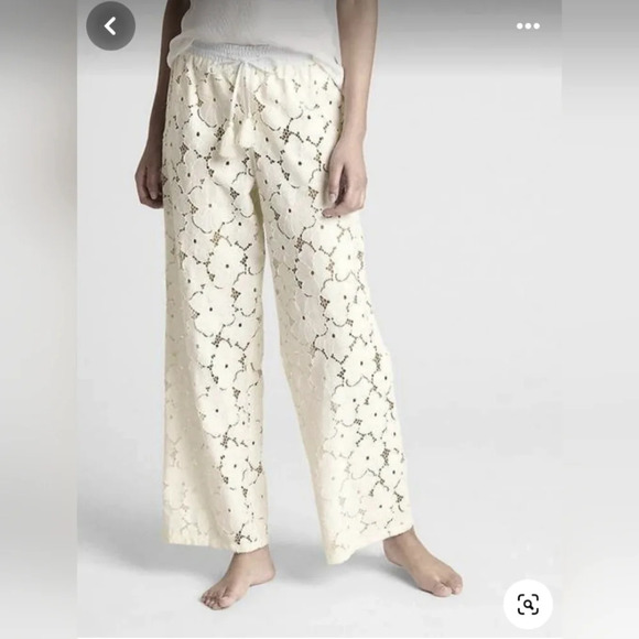 Gap Dreamwell Eyelet Pants White size Small Coverup Swim Pajamas Comfy Lace - Picture 1 of 7